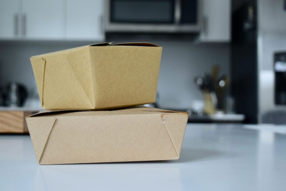 brown cardboard box on white table